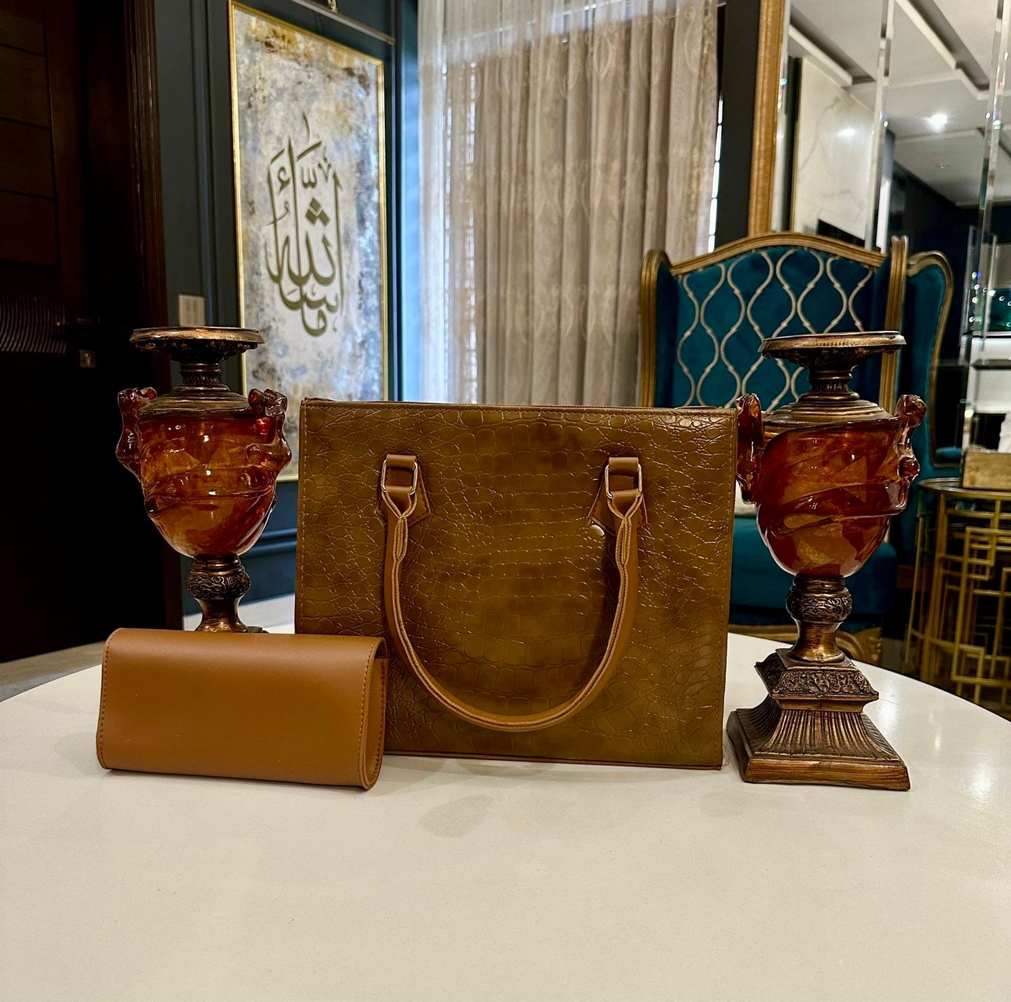 Croco wish bag - 2 PCS - Caramel Brown Dream