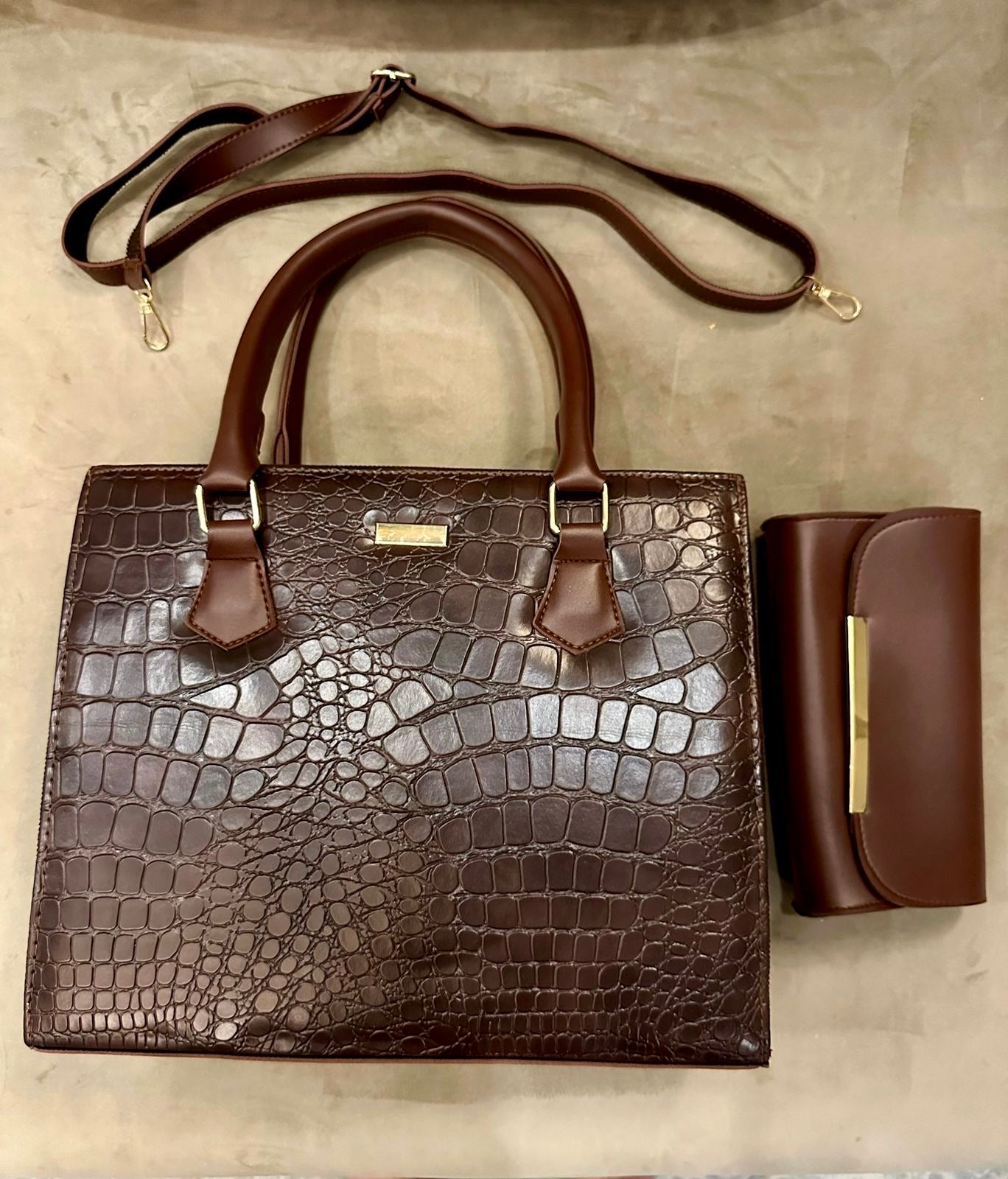 Croco wish bag - 2 PCS – Espresso Brown Elegance