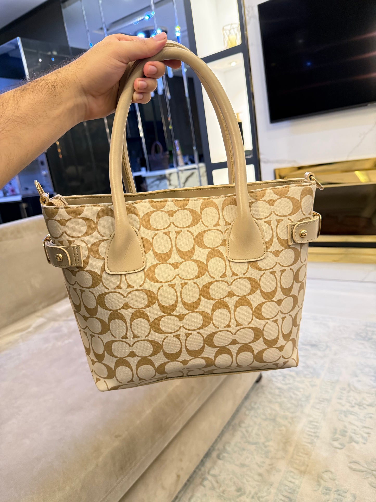 The Heritage Luxe Collection – Golden Beige Grace Tote.