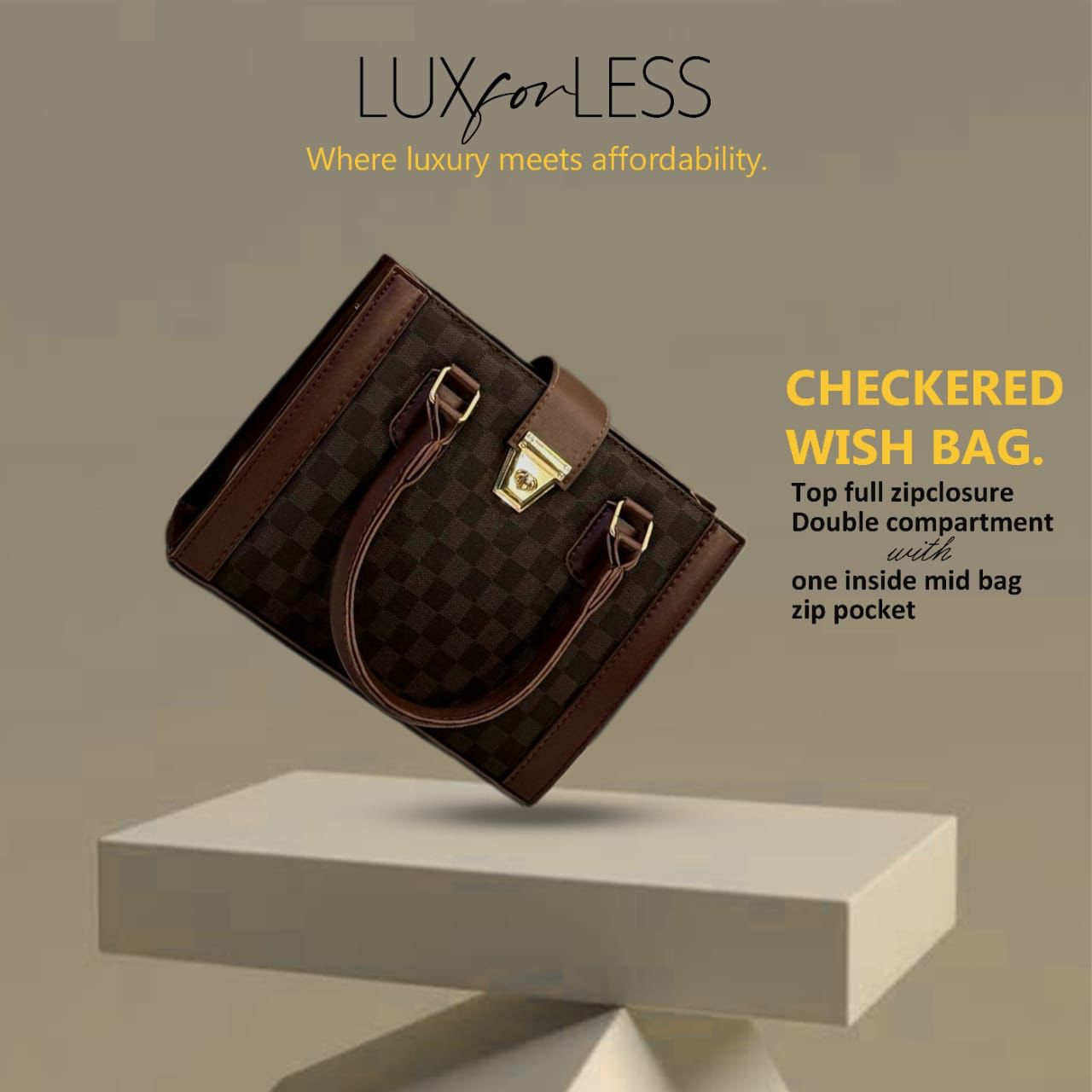 Checkered wish bag - Brown