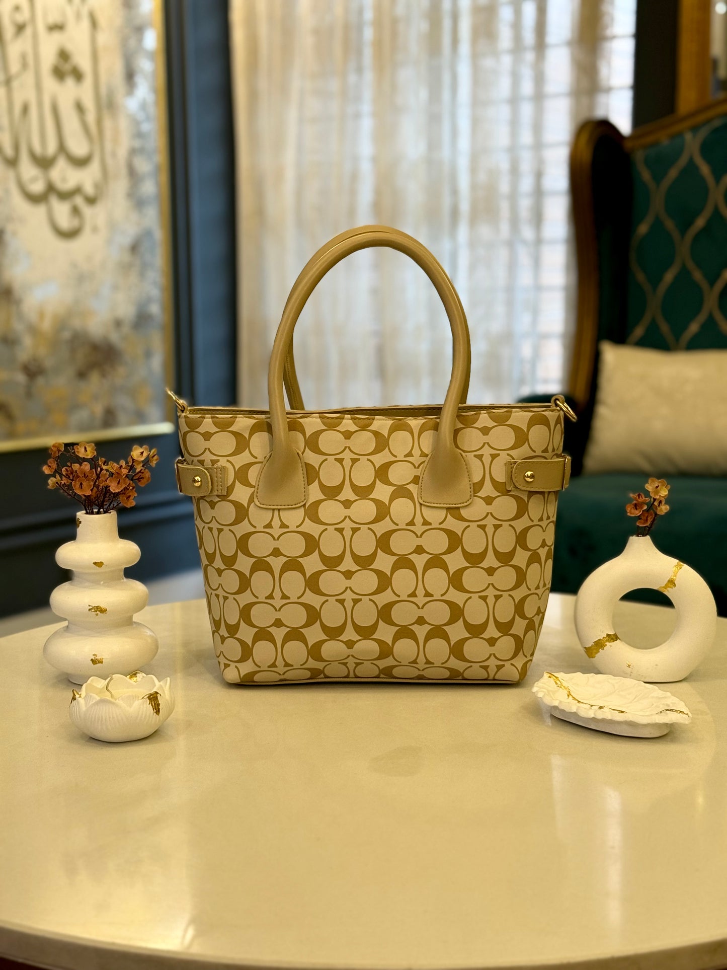 The Heritage Luxe Collection – Golden Beige Grace Tote.