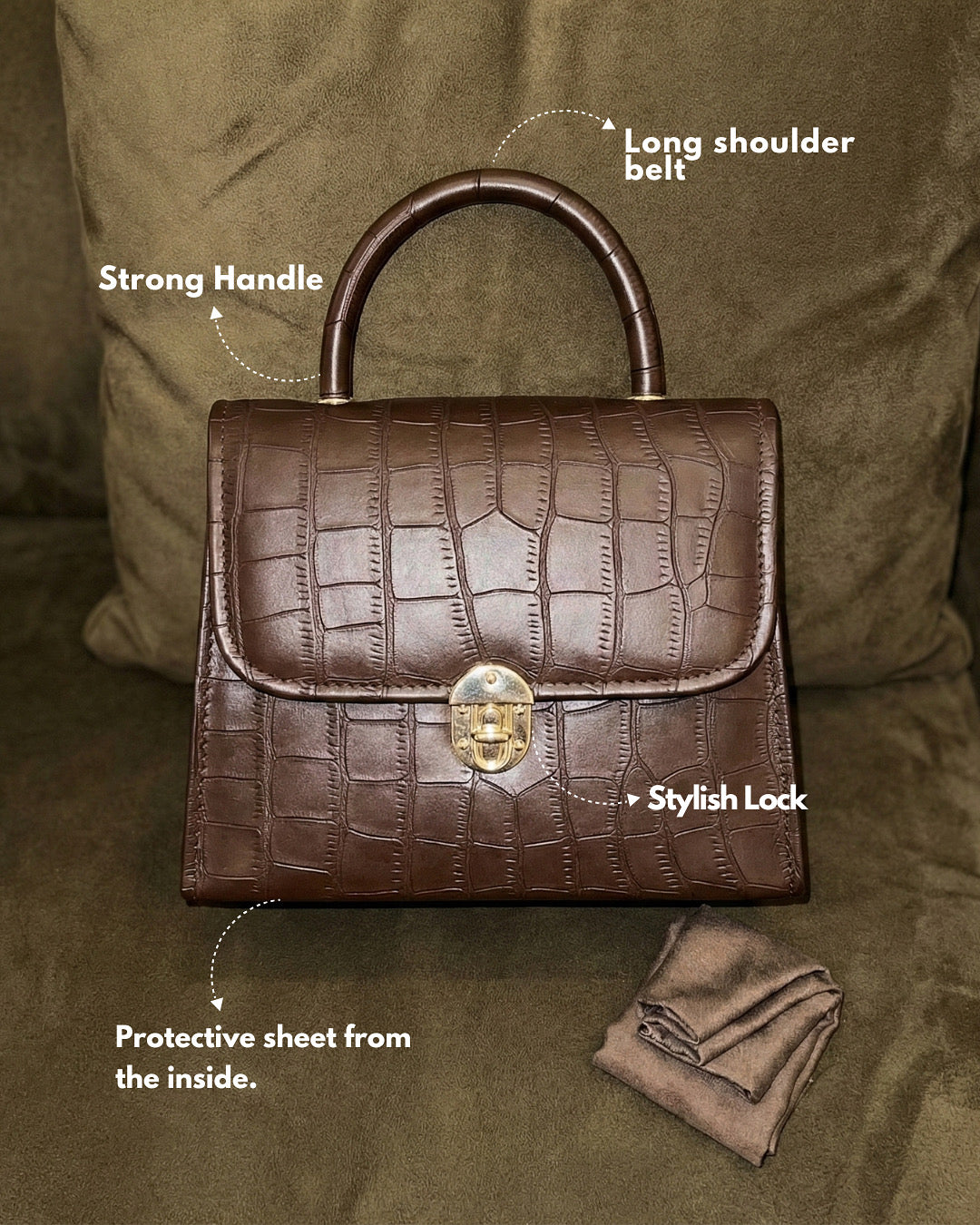 Signature Luxe Collection – Warm Brown Top Handle bag.