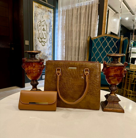 Croco wish bag - 2 PCS - Caramel Brown Dream