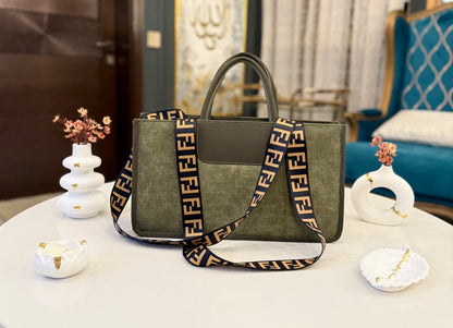 Signature Classic Luxe -  Olive Suede Satchel.