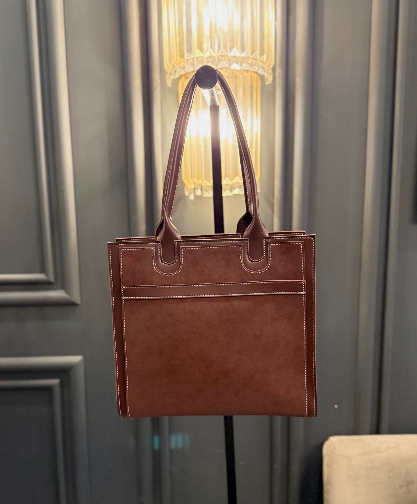 Signature classic Luxe collection - Mocha seude Tote.