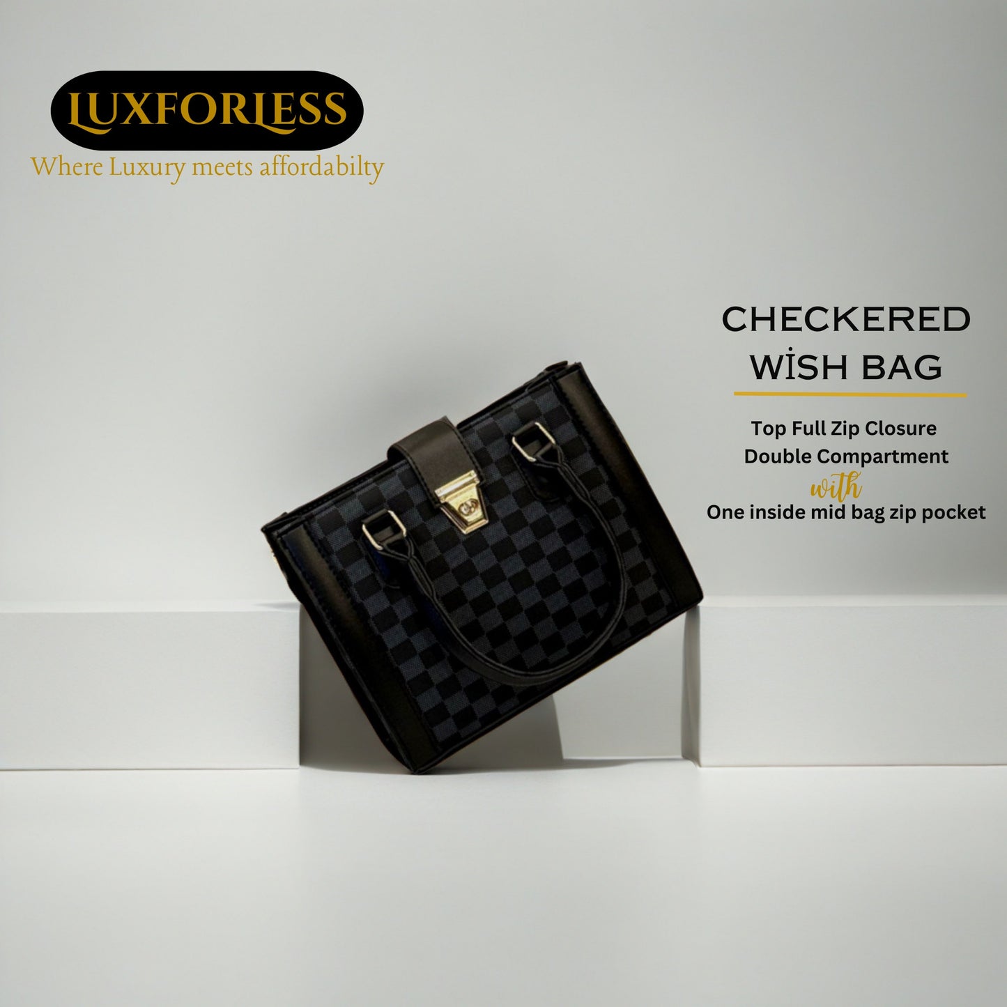 Checkered wish bag - Black