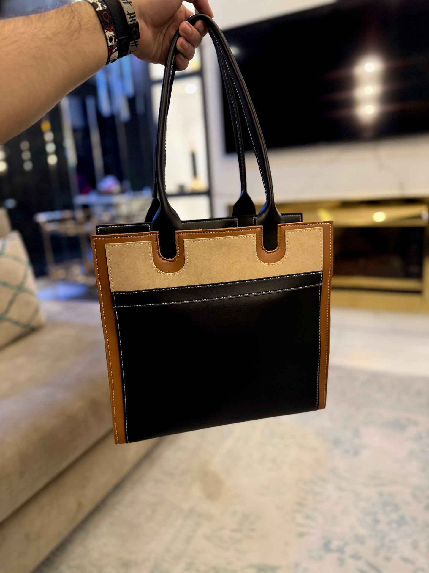 Signature classic Luxe collection - Three-Tone Suede Tote.