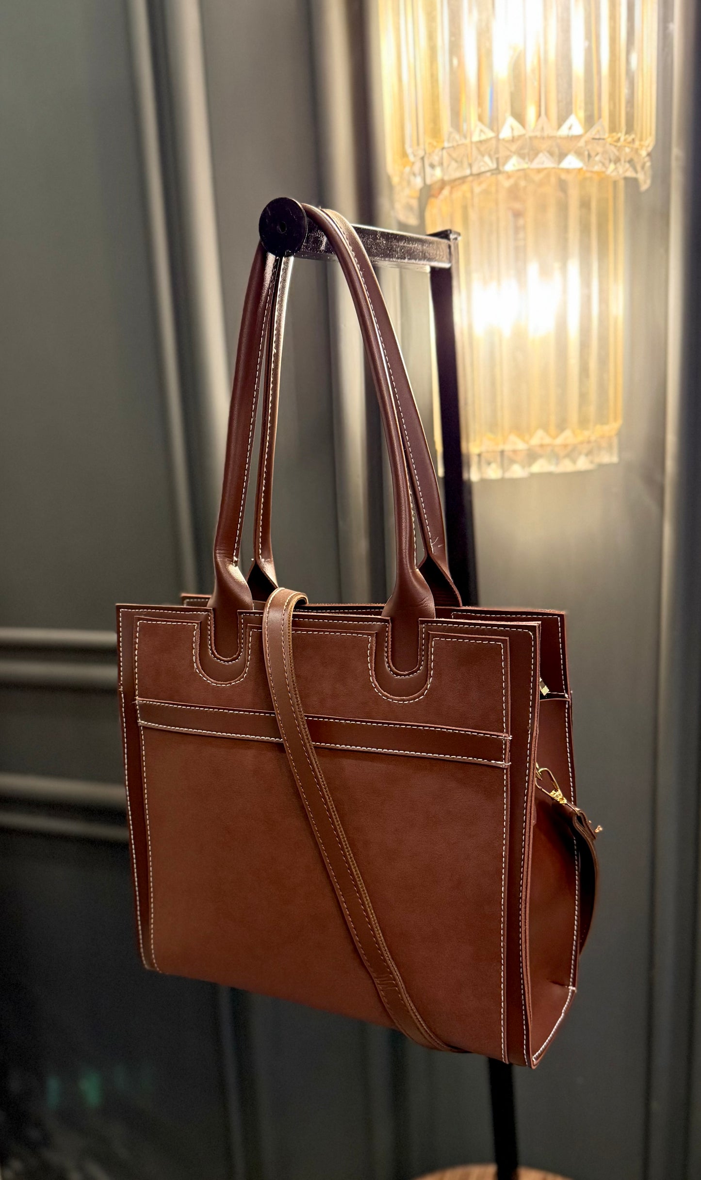Signature classic Luxe collection - Mocha seude Tote.