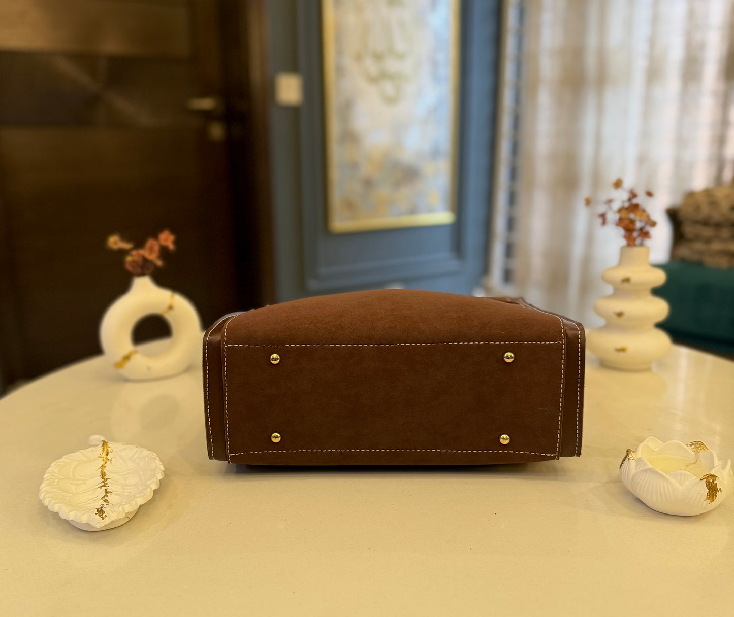 Signature classic Luxe collection - Mocha seude Tote.