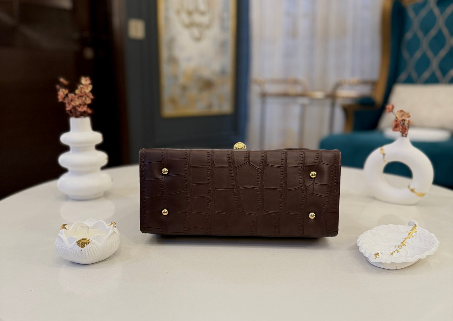 Signature Luxe Collection – Warm Brown Top Handle bag.