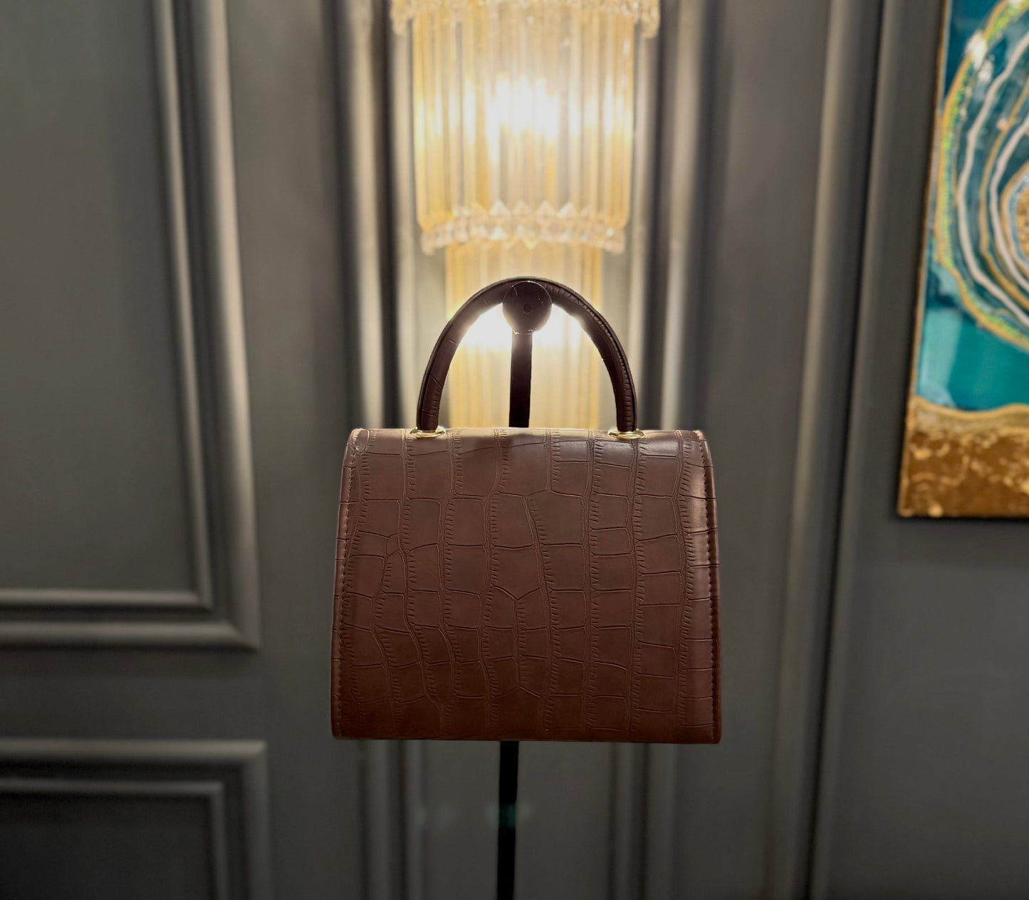 Signature Luxe Collection – Warm Brown Top Handle bag.