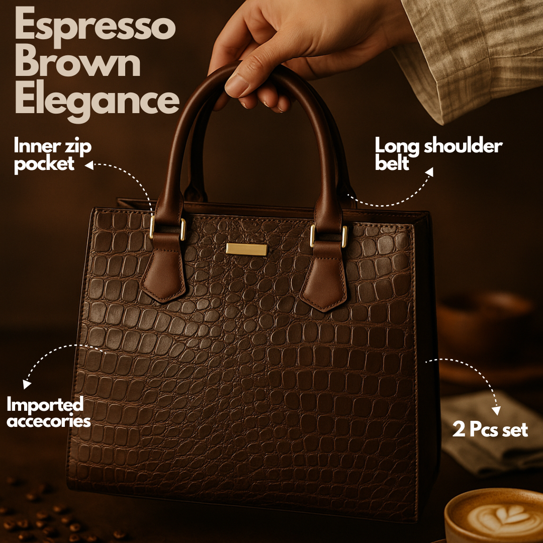 Croco wish bag -  2 PCS – Espresso Brown Elegance