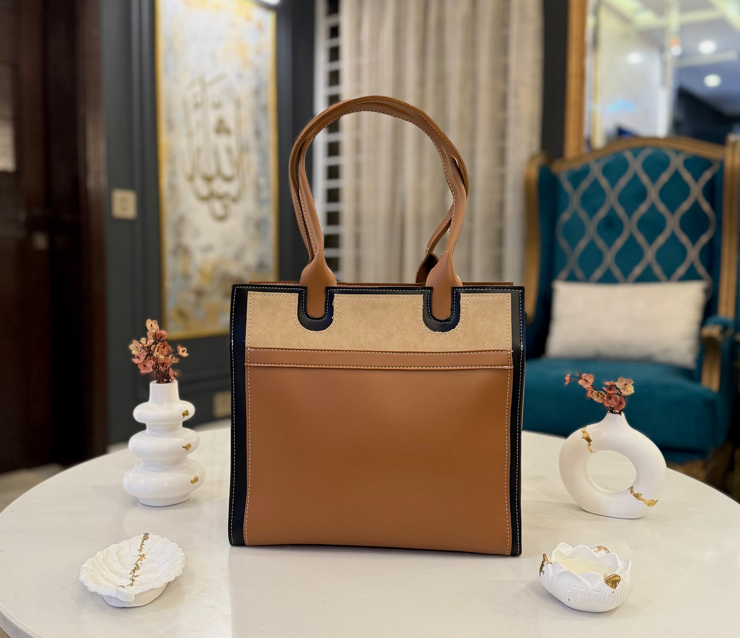 Signature classic Luxe collection - Caramel Suede Tote.