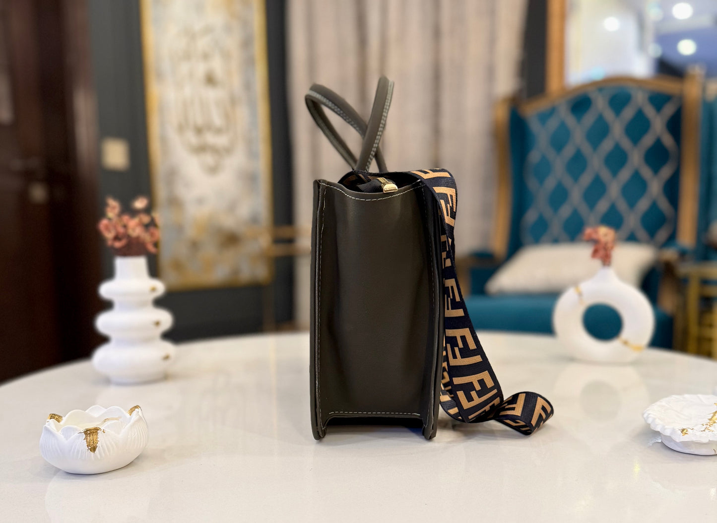 Signature Classic Luxe -  Olive Suede Satchel.