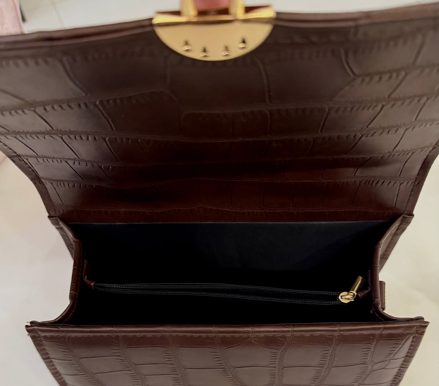 Signature Luxe Collection – Warm Brown Top Handle bag.