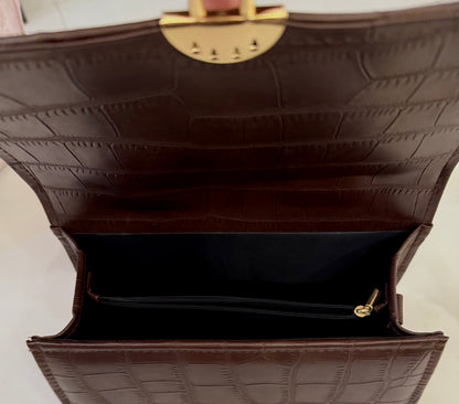 Signature Luxe Collection – Warm Brown Top Handle bag.