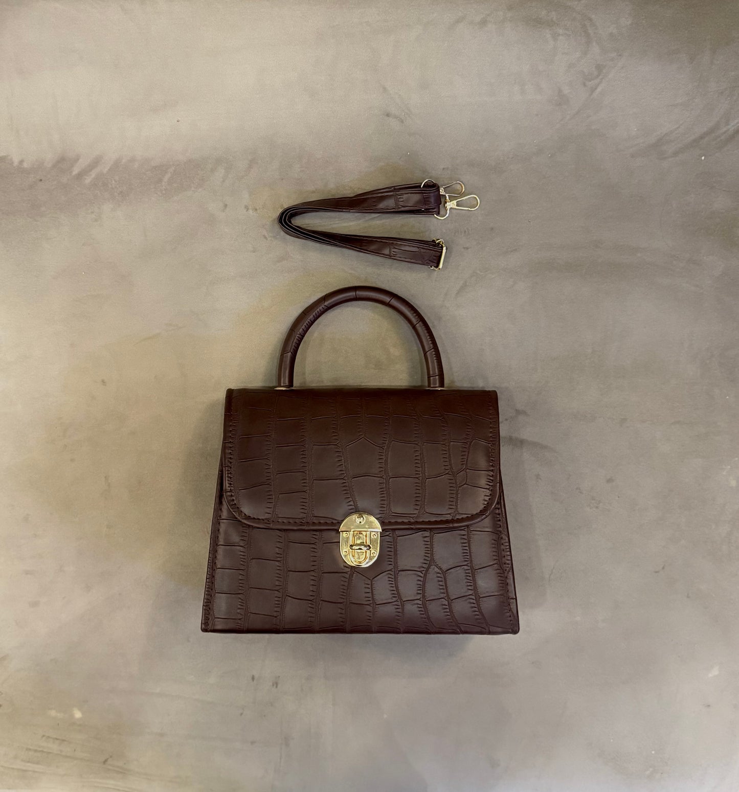 Signature Luxe Collection – Warm Brown Top Handle bag.