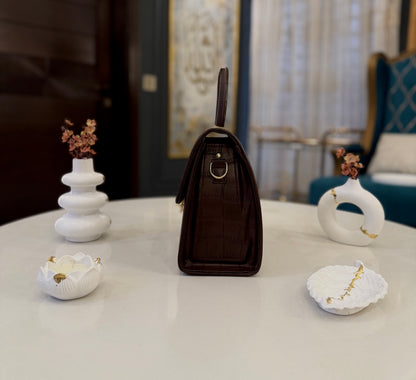 Signature Luxe Collection – Warm Brown Top Handle bag.