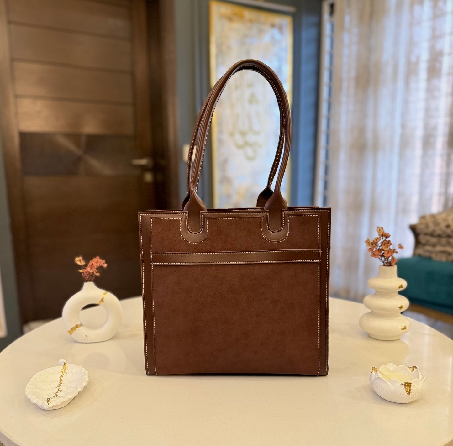 Signature classic Luxe collection - Mocha seude Tote.