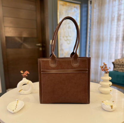 Signature classic Luxe collection - Mocha seude Tote.
