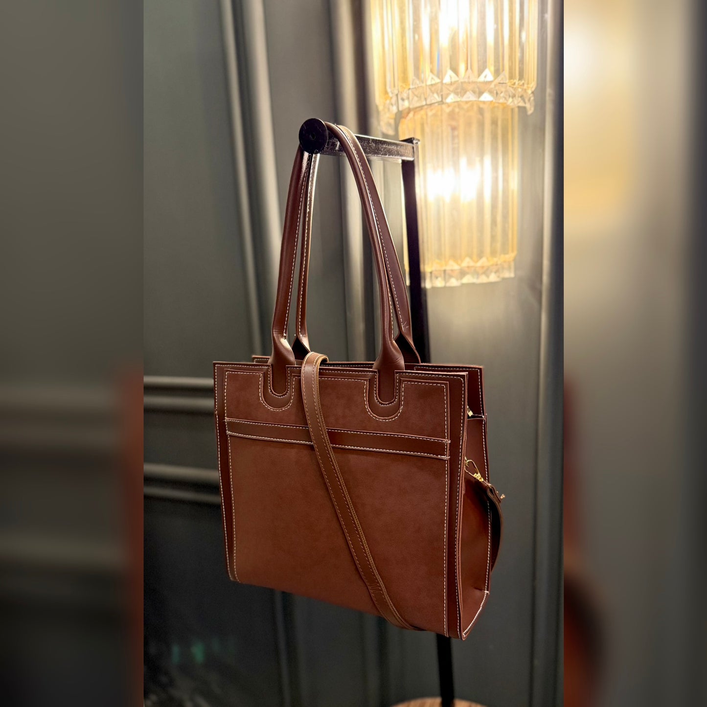 Signature classic Luxe collection - Mocha seude Tote.