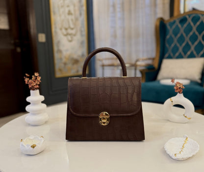 Signature Luxe Collection – Warm Brown Top Handle bag.