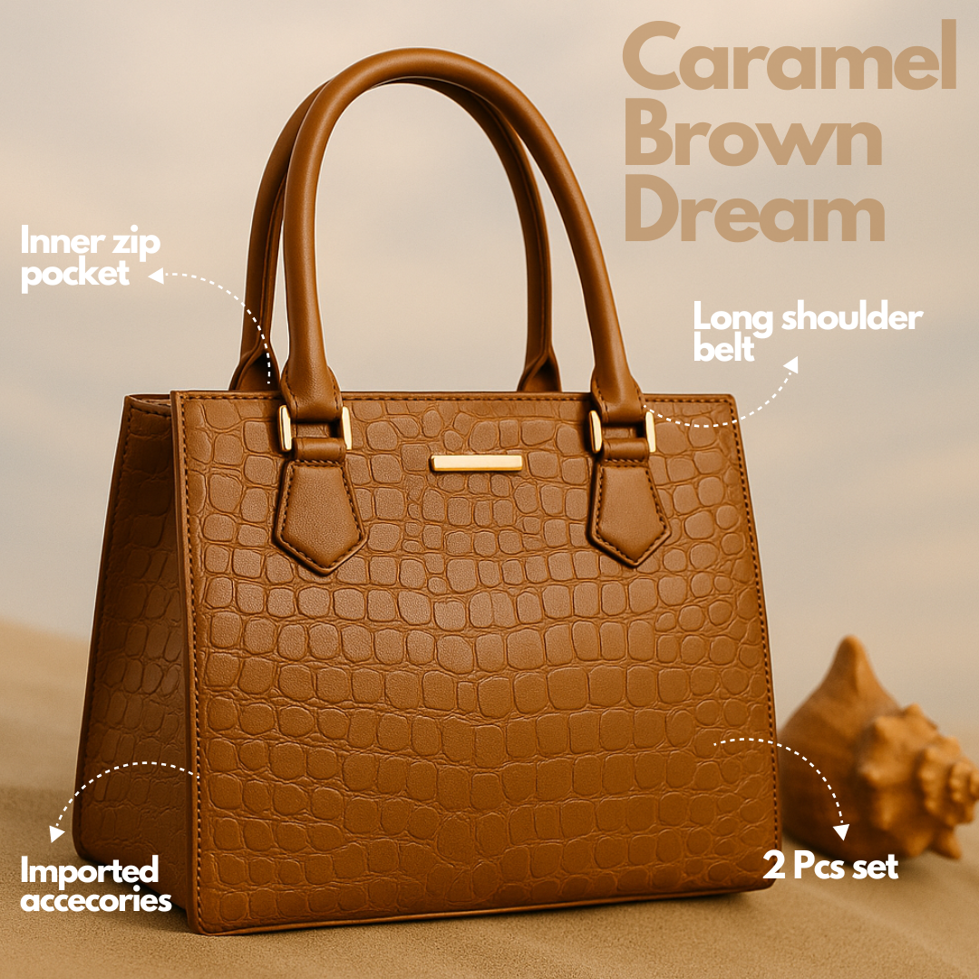 Croco wish bag - 2 PCS - Caramel Brown Dream