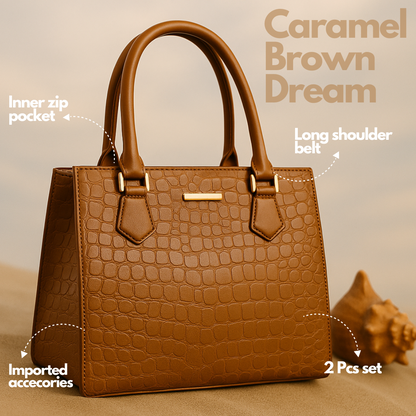 Croco wish bag - 2 PCS - Caramel Brown Dream