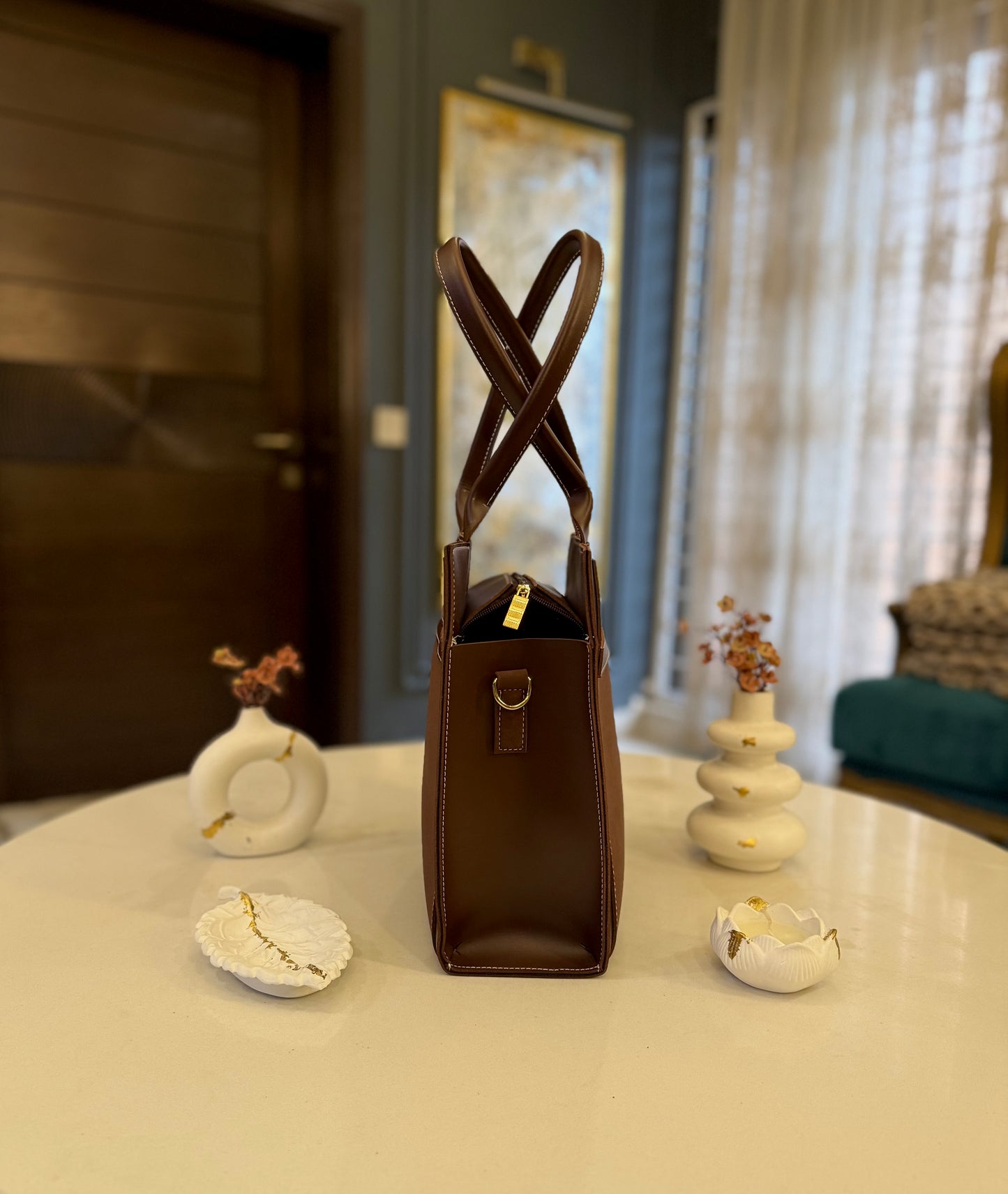 Signature classic Luxe collection - Mocha seude Tote.