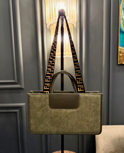 Signature Classic Luxe -  Olive Suede Satchel.