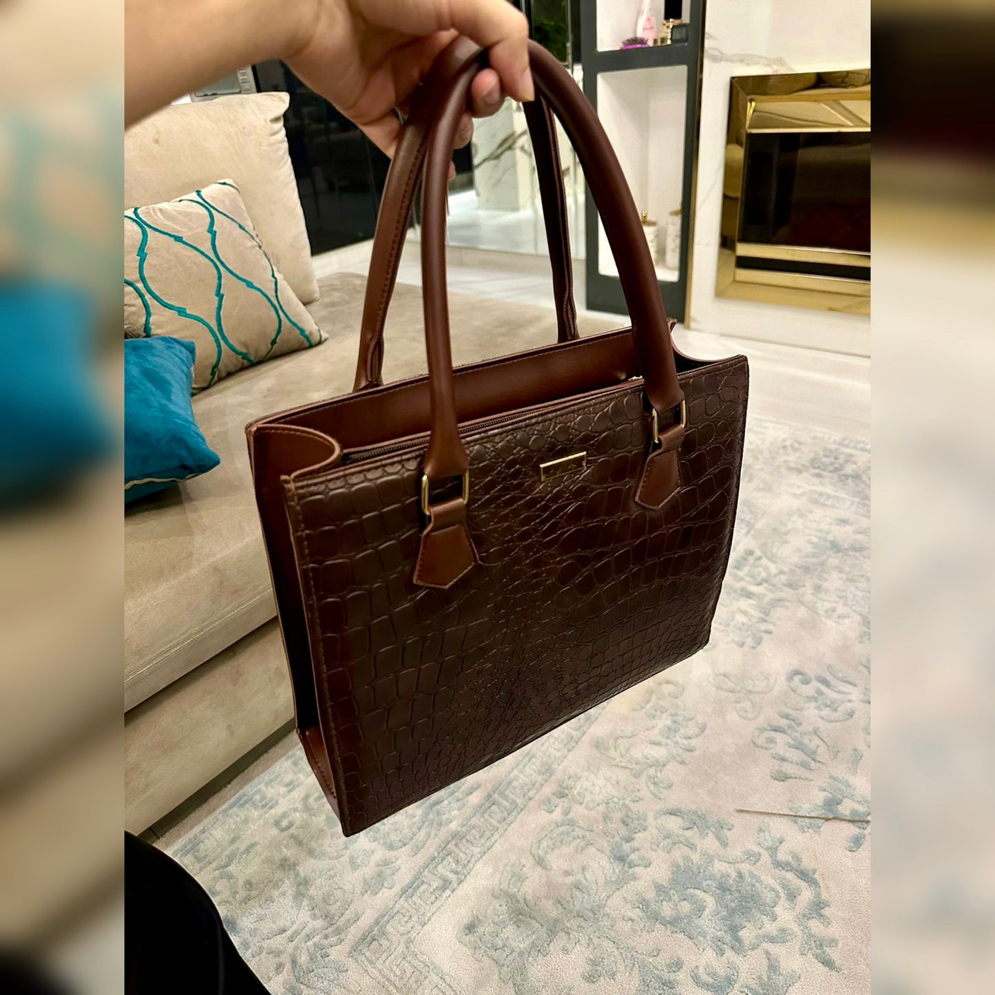 Croco wish bag -  2 PCS – Espresso Brown Elegance