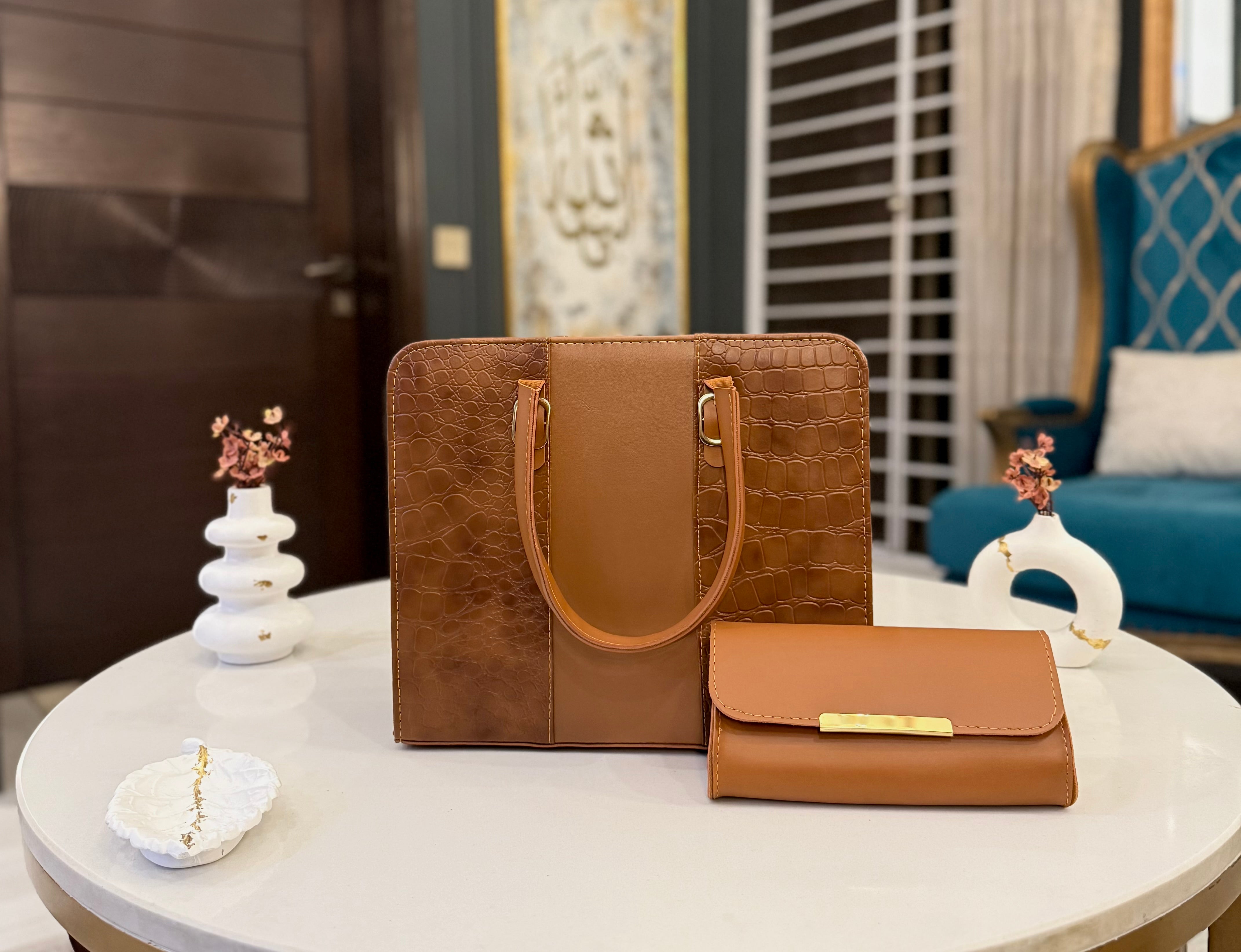 Wish Collection - Croco Duo Set Caramel Brown. – luxforless
