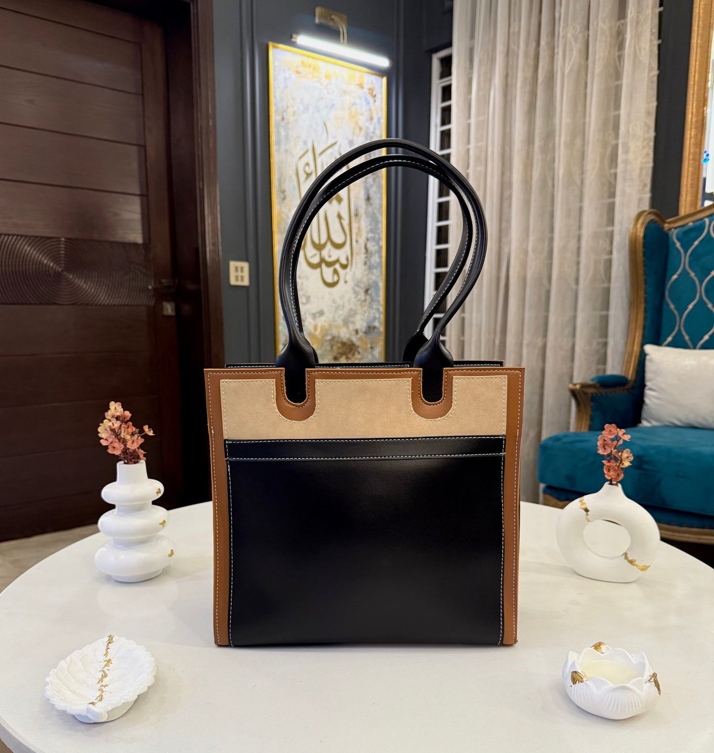 Signature classic Luxe collection - Three-Tone Suede Tote.