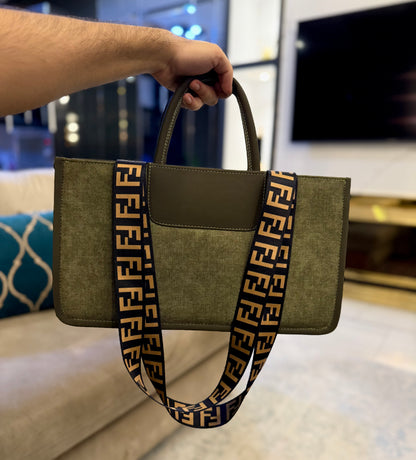 Signature Classic Luxe -  Olive Suede Satchel.