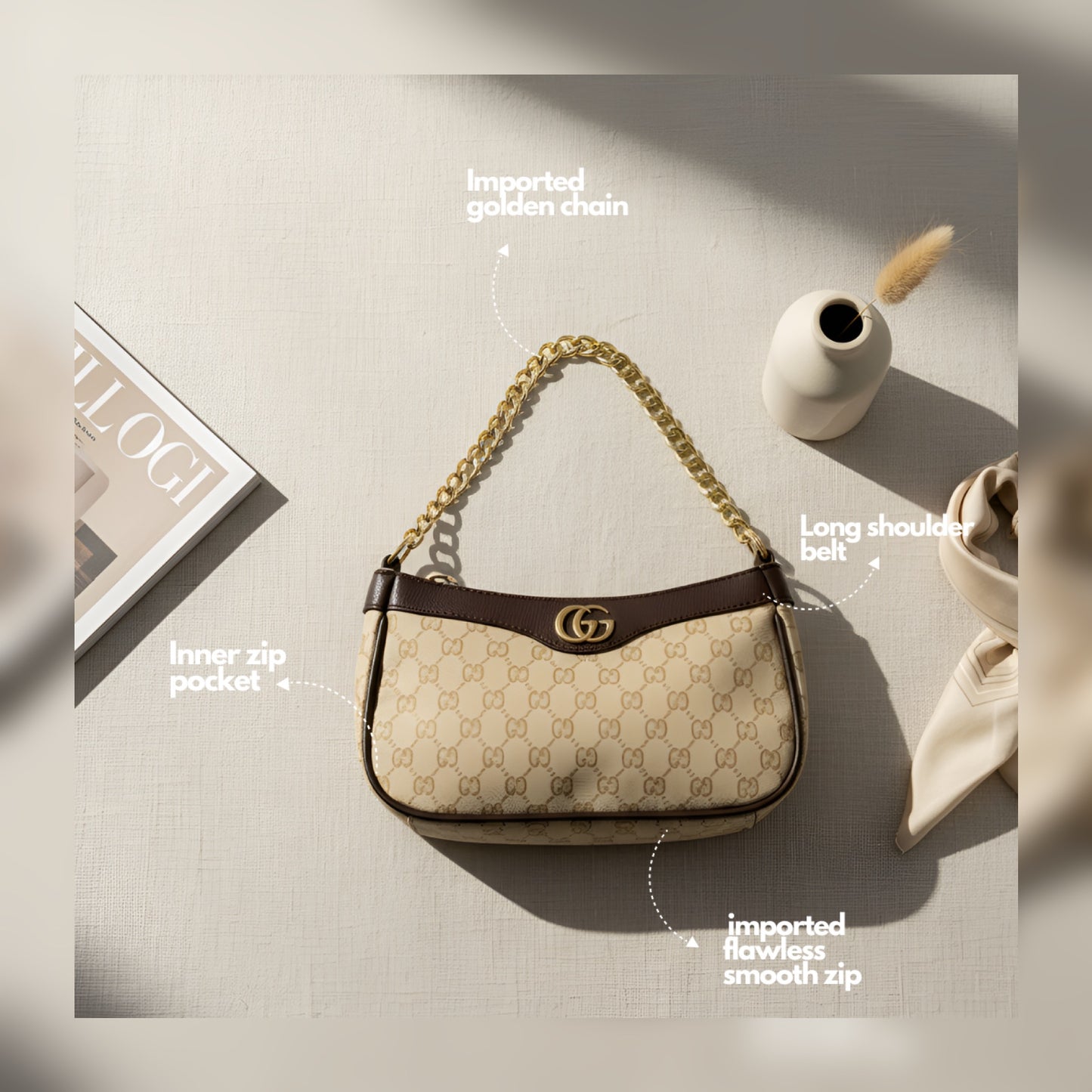 Signature Classic Luxe Collection – Vintage Beige Crossbody.