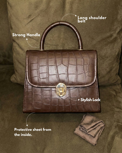 Signature Luxe Collection – Warm Brown Top Handle bag.